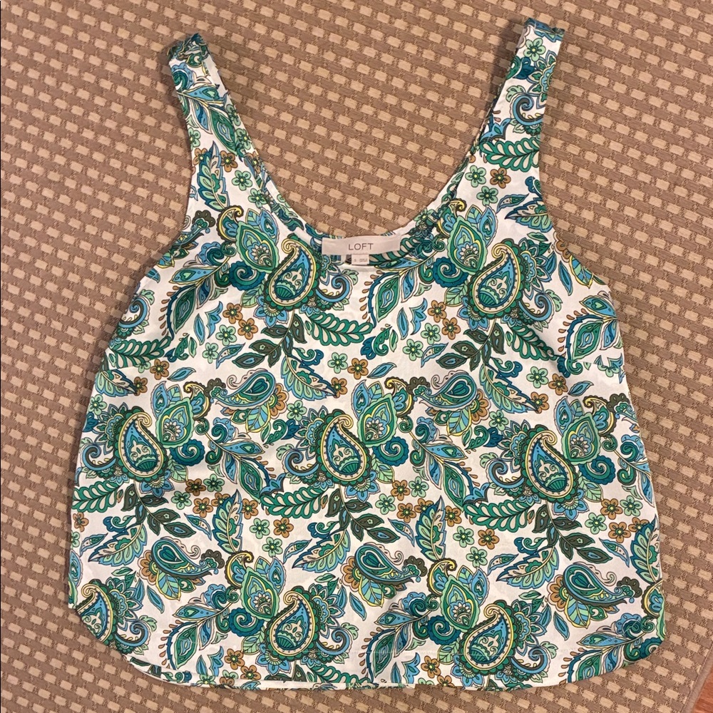 LOFT Paisley Tank Top - Green and White
